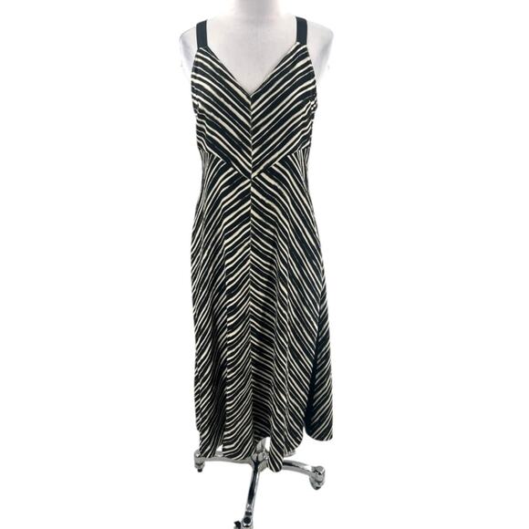LA LIGNE Eva stripe silk dress midi sz S black white - Picture 2 of 8